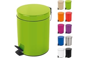 Spirella Sydney 3L Pattumiera Rotonda a Pedale con Secchiello Estraibile, Cestino della Spazzatura con Bidoncino per i Rifiuti di Bagno, Cucina e Ufficio - Verde