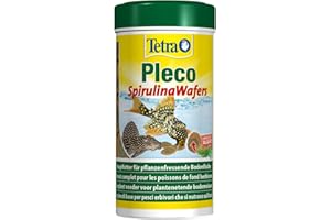 Tetra Pleco Algae Wafers - Mangime per pesci con alga spirulina per pesci di fondo al pascolo, Barattolo da 250 ml