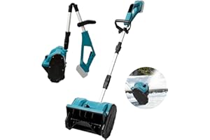 EZNAOBO Akku-Schneefräse für Makita 18V Batterie, Faltbare elektrische Schneebürst mit Teleskopstange, 33 cm Räumbreite, max.Schneehöhe 20 cm, 45° Drehkopf, 8m Wurfweite, für Alle Straßen (ohne Akku)