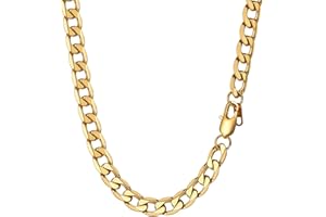 PROSTEEL Mens Cuban Chain Necklace, Curb Link Chains Silver/Gold Plated, 4mm/6mm/9mm/13mm Width, 18"-30" Inches, Hip Hop Jewellery -Send Gift Box