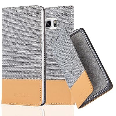 Cadorabo Coque Samsung Galaxy NOTE 5 en GRIS CLAIR MARRON Cadorabo (Design TISSUE-SIMILICUIR) Etui de Protection Complète avec Rabat à Clapet et Stand Horizontal Pratique en Tissue et Simili-Cuir – Poche Protective Folio Housse Portefeuille avec Fente…