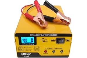 ETROGO Ładowarka do akumulatora samochodowego 12 V, 6 V, 10 A, w pełni automatyczna, inteligentna ładowarka podtrzymująca do samochodu, motocykla