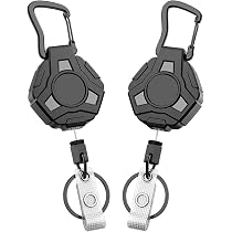 Porta Badge, Portachiavi Retrattile A 3 Pezzi, Moschettone Con Cordino Telescopico Retrattile Estensibile Cordino In Acciaio Nero 98652466 - 2