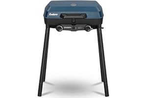Enders Camping Gasgrill Explorer II, Grill-Thermometer, Grillen-, Kochen-, Backen Funktion, 2 Brenner Edelstahl, kleiner Balkon-Picknick-Grill, Aluguss-Grillwanne #2104, Blau
