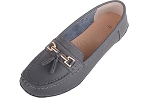 ABSOLUTE FOOTWEAR Mocasines casuales de cuero para mujer, zapatos náuticos