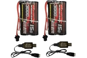 RoaringTop Batterie Li-ION 7,4V 3000mAh 15C avec Prise SM-2P et 2 chargeurs USB pour RC Voiture MN D90/91 MN 99/99S RC Bateau H101 H103 H105 RC Camion