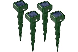 BURMONG Repulsif Taupe Solaire, Anti-Taupe Solaire Vibration et Ultrasons, IP66 Imperméable Anti Taupe, Repousse Taupes, Serpents, Campagnols, Gophers pour Jardin et Pelouses (4 Pièces)