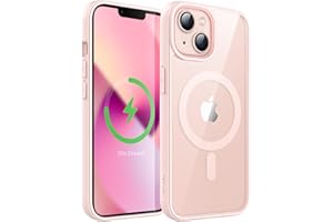 ‎JETECH JETech Magnetyczne Etui dla iPhone 13 6,1 Cala Kompatybilne z MagSafe, Odporny na Wstrząsy Osłona, Jednokolorowa Matowe TPU Ramka, Odporny na Zarysowania Przejaśniać Tył (Różowy)