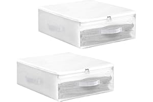 Honatrv 2 Pezzi Contenitori per Armadio Salvaspazio 50x40x15CM Salvaspazio PVC per Vestiti Organizzatore per Trapunt, Asciugamani, Vestiti, Coperte