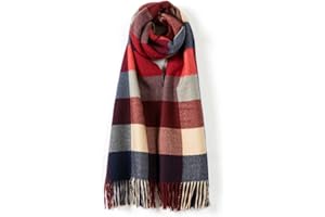 Villand Women's Wool Scarf - Winter Warm Checked Scarves for Women, Large Soft Thick Shawls and Wraps with Gift Box
