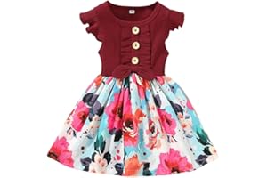 imKutie Toddle Girls Dress, Baby Girl Ruffle Sleeve Floral Dresses Holiday Photography Casual Dress for Age 1-8 Years