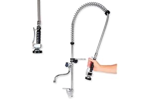 GOLDMAN SERVICE | Robinet de douche industriel et extensible, pour évier de cuisine, hôtellerie et restauration, avec pommeau flexible et pulvérisateur noir, et mitigeur mono-commande