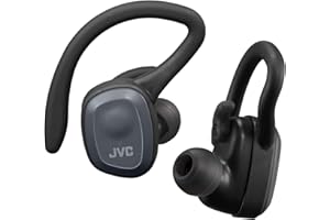 JVC Auriculares Bluetooth HA-ET45T True Wireless, Micrófono y Clip Desmontable. Máxima Adaptabilidad, Agarre y Resistencia. Batería 14h, Color Negro