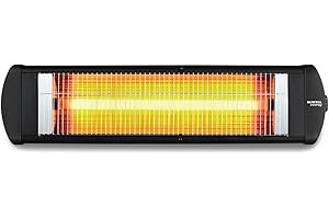 ‎KUMTEL KUMTEL Infrarot Heizstrahler 2300 Watt, Wand-und-Decken-Installation, Wasserdicht IP55, 5 Leistungsstufen, Terassenheizstrahler - Schwarz