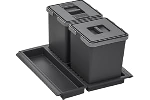 Cubo de basura SOTECH Draw 10+10L Cubo de Residuos con Sistema de Seperación con Tapa para Cuerpo extraíble Ancho 50 cm