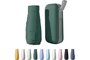 WYDEXINT Mini Reise Regenschirm, Reise-Regenschirm, 6 Rippen Mini-Regenschirm, Kleiner Uv-Regenschirm, Uv-Faltbar Mit Kapselbox, Reisewasser- Und Winddicht Für Männer Und Frauen(Waldgrün)