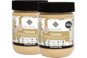 Med Cuisine Tahini (454GRX2) - All Natural 100% Roasted Humera Single Origin Sesame Seeds Paste - Vegan, Gluten-Free, Peanut Free, Nut Free, Soy Free - 454gr- 2 Pack