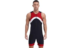 ranrann Maillot de Bain Homme 1 Pièce Combinaison Natation Combishort Surf Plage Piscine Sport Swimwear M-4XL