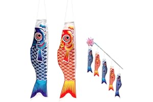 WIRZUL Confezione da 2 maniche a vento colorate a forma di carpa da 70 cm ornamenti per ombrelloni a forma di mulino a vento a forma di carpa adatti per sushi bar giapponesi e izakaya