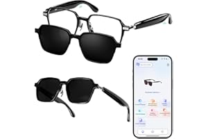 Axrye Gafas Inteligentes con Bluetooth, Gafas de sol con IA Control por voz, Traducción en 115 Idiomas, Escuchar música y llamadas, Protección UV Smart Glasses App incluida para Hombres y Mujeres
