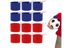 Lguaquanx 12 Stück Team Armbänder, Verstellbare Spielführerbinde, Bunte Armbinde für Mannschaften Schule Vereine Blau und Rot Kapitänsbinde für Fußball, Rugby, Tennis, Basketball