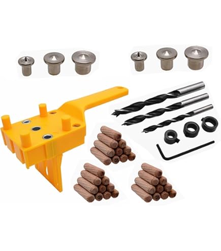 Khall Handheld Dowel Jig,8Pcs Woodworking Dowel Jig Kit Punch Locator Handheld Pocket Hole Drilling Tools Woodworking Tools