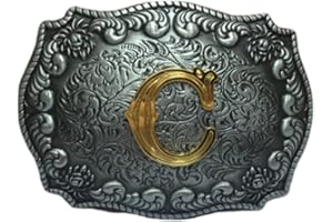 COOLLA Belt Buckle for Men- Initial Letters ABCDEFG to Z Western Rodeo Texas Cowboy Large Belt Buckles