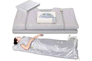 Hlieeosfcn Sauna Infrarouge, 2 Zones Far Infrared Sauna Blanket 220V, Couverture Thermique de Thérapie Infrarouge Lointain Home Spa pour Modelage du Corps Désintoxication Fitness Beauté