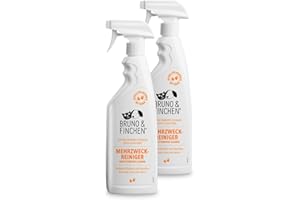 Bruno & Finchen 2x Mehrzweckreiniger für Hunde, Katzen & Kleintiere 750 ml - Entfernt Rückstände von Urin, Kot & Erbrochenes - Hundeurin & Katzenurin Entferner, Katzenkloreiniger, Vogel Käfigreiniger