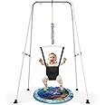 Homodoskey Baby Jumper with Stand, Baby swing with Stand, Easy Set-Up,Baby Exerciser for Active Babies,Suitable for Indoor and Outdoor, Black (Water Mat Include)