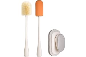 Chijoo Zestaw szczotek do czyszczenia, używany jako szczotka do butelek, szczotka do mycia naczyń, szczotka do szorowania, szczotka do naczyń (Beżowy, 3 sztuki)