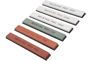 TESSTSY 6 Pezzi Pietra per Affilare Coltelli, 120/240/600/1000/2000/3000 Pietre per Affilare Coltelli, Pietra Ad Acqua, Pietre Affilatura Coltelli, Cote Affilacoltelli per Cucina, All'aperto