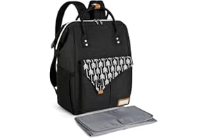 Lekebaby Baby Wickelrucksack Wickeltasche mit Wickelunterlage Multifunktional Große Kapazität Babytasche Reisetasche für Unterwegs, Schwarz