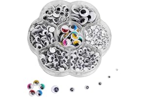 Auriselle 700 Pezzi Occhietti Autoadesivi di Sicurezza Colorati Da Incollare per il Bricolage e L'artigianato, 4/5/6/7/8/10/12 mm