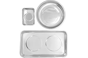 Pitlane Performance Juego de 3 bandejas magnéticas de acero inoxidable, bandeja de herramientas magnética para tornillos, piezas pequeñas, taller de coche, garaje y hobby