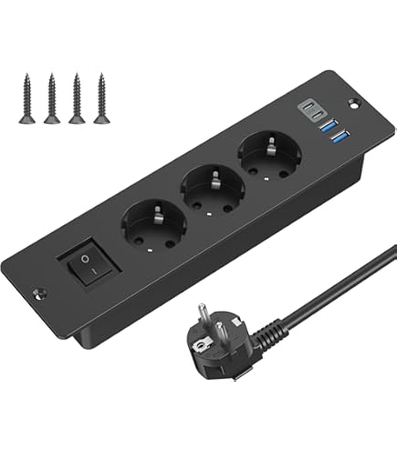 Tafelstopcontact, inbouwstopcontact met 2 USB C, 4-voudige stekkerdoos, intrekbaar stopcontact, 3680 W, 16 A, meervoudig stopcontact, verdelerstopcontact, meervoudige stekker voor vergadertafel