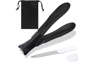 WONJEAN Cortauñas con Contenedor de Recogida, Cortauñas Profesional para uñas de pies y Manos, Cortauñas pies gran Apertura, Manicura uñas para Hombre y Mujer, Grande (negro)