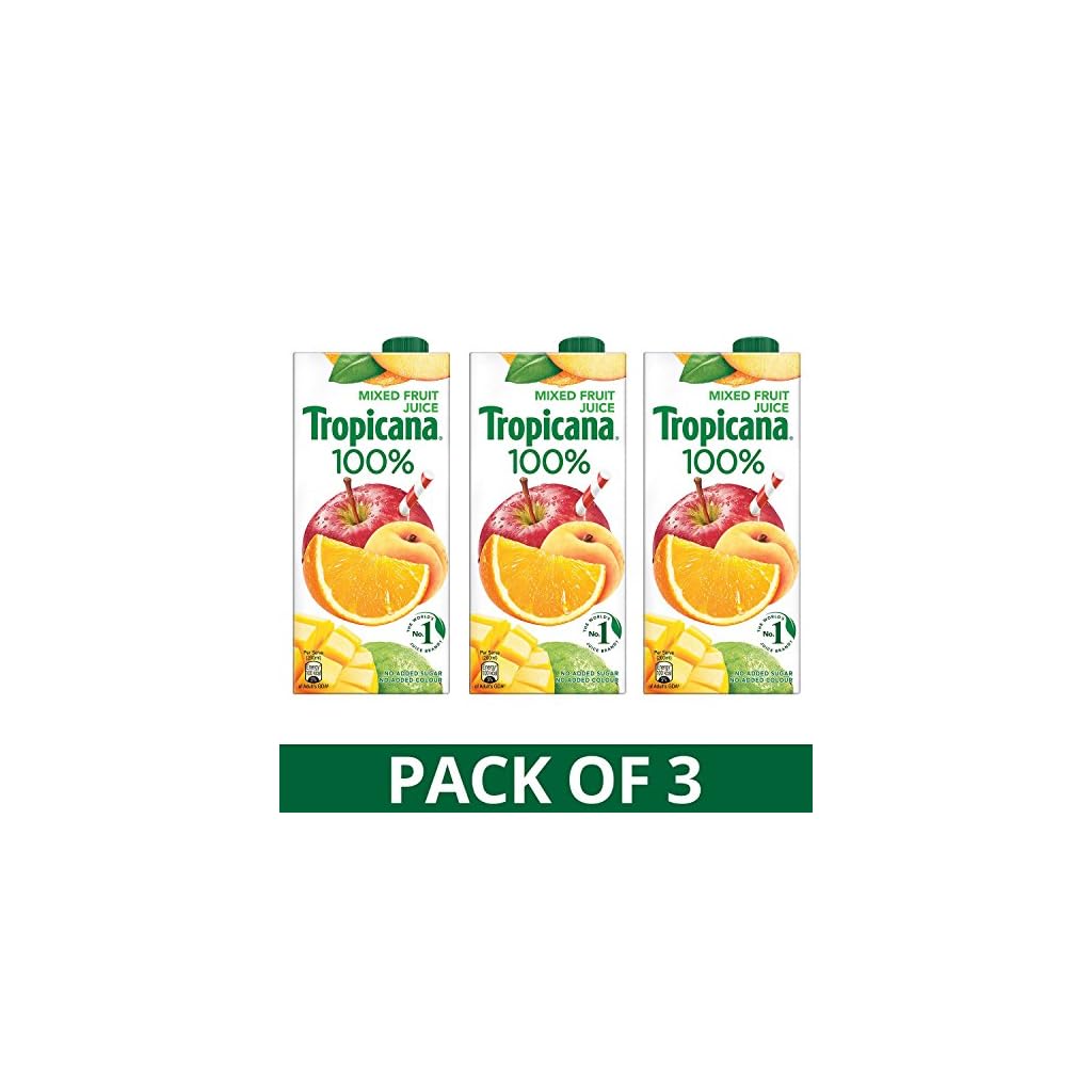 Tropicana Mixed Fruit 100 Juice 1L (Pack of 3) Coffee, Tea and Beverages, Fruit Juice