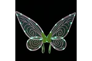 Lam-lord Fairy Wings for Kids Girls Women, Dress Up Angel Wings LED Light Up Butterfly Wings Costume, Fancy Child's Fairy Wings Christmas Party Birthday Cosplay Photography Props Decoration (green)