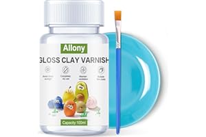 Allony Air Dry Clay Varnish, Air Dry Clay Glaze, Clay Varnish for Air Drying Clay, Clear Varnish for Craft Pottery Waterproof & Gloss Finish-100ml (Gloss)
