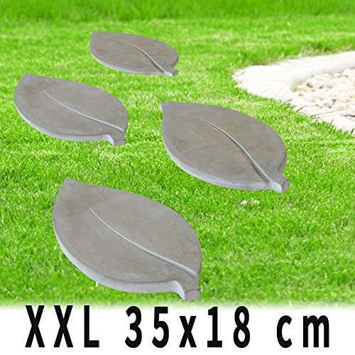 matches21 XXL Trittsteine große Blätter Blatt-Form 1 Paar (2 Stk.) Tritt-Steine Beton Garten 35×18 cm dekorative Tretsteine - 2