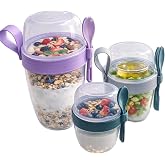 Beylini 3 l&uuml; Set Taşınabilir Kaşık+&Ccedil;atal Kapaklı Yoğurt M&uuml;sli Granola Yemek Diyet Saklama Kabı Take and Go Bardak Kahvaltı Sa