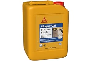 SIKA - Hydrofuge imperméabilisant façade et mur - Sikagard 221 Protecteur Façade - Améliore la résistance aux salissures - Multisupports - Application facile - Prêt à l'emploi - Pour 12 à 50m2-5L