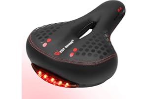 West Biking Bike Seat with Tail Light, Most Comfortable Bicycle Saddle, Wide Soft Gel Cycle Seat Cushion for Road Mountain Bike,Exercise Bikes,Spinning Bike,Hybrid Bike