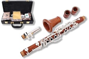 Yinfente Clarinette en mi bémol intermédiaire en bois de palissandre massif et 17 clés plaquées argent avec anches et coussinets