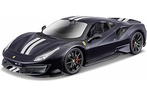 Bburago Ferrari 488 Pista (2018): Modellbil i skala 1:24, Ferrari Race & Play-serien, rörliga dörrar, blå (18-26026B)