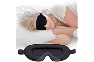Masque de Sommeil Masque de Nuit pour Femme et Homme Masques de Sommeil 3D Masque Nuit avec Sangle Réglable Masque de Sommeil qui Bloque la Lumière pour Dormir, la Méditation, les Voyages, Noir
