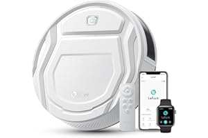 Lefant Aspirateur Robot avec Télécommande, 2200Pa Robot Aspirateur Autonomie Mince Silencieux, Connecté avec WiFi/Alexa/App, Programmable, Idéal pour Les Poils d'animaux Tapis Sols Durs, M210 Blanc