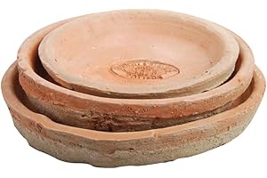 Esschert Design AT02 14 x 14 x 2cm Aged Terracotta Round Saucers (Set of 3)