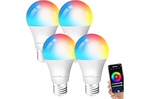 ANTELA Ampoule Connectée Wifi E27 LED Multicouleurs RGB + CCT 2700K-6500K, Compatible Avec Alexa/Google Home, Ampoule Intelligente Pas Besoin de Hub, 4 PCS
